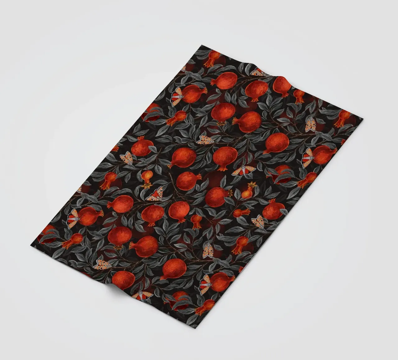 Pomegranates and Bella Moths fleece blanket by Painted Nature