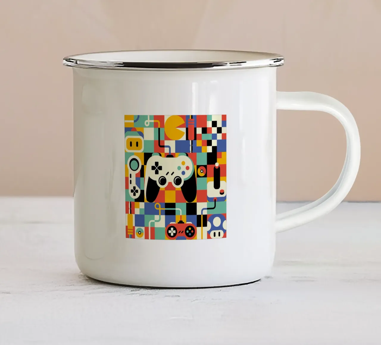 Arte del giocatore Design d'epoca tazza in smalto da Tobe Fonseca