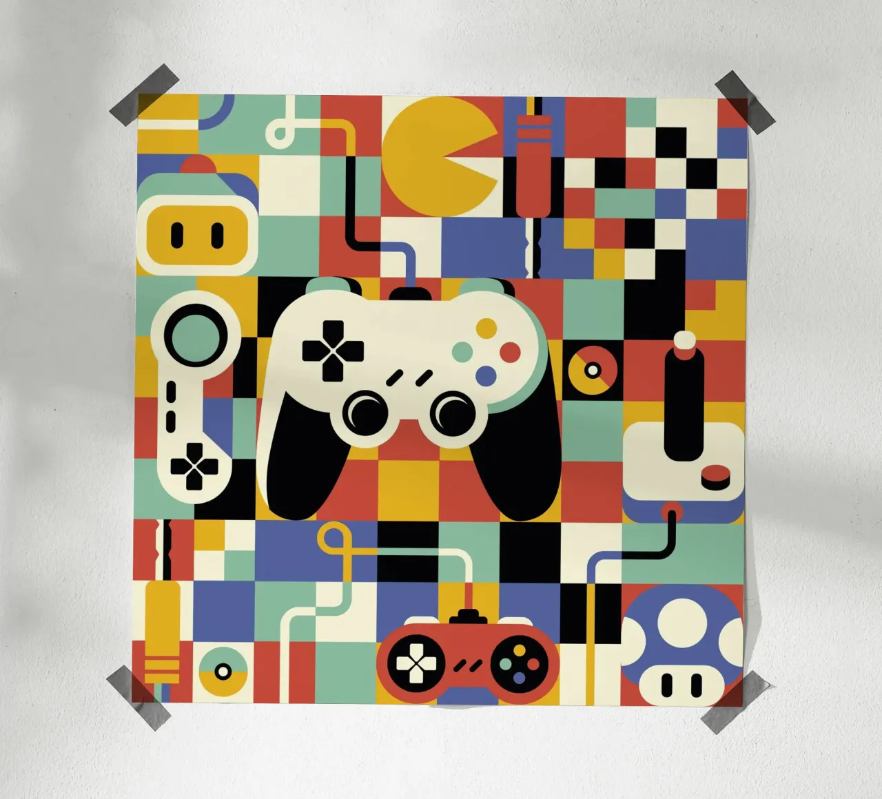 Arte del giocatore Design d'epoca poster con telaio in legno da Tobe Fonseca