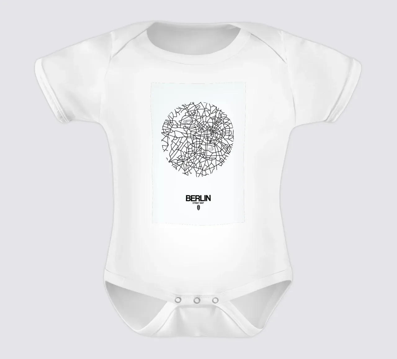 Berlin Street Map short-sleeve baby romper by Naxart