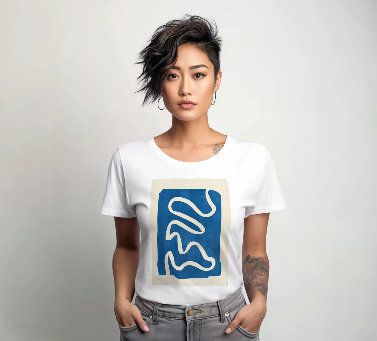 abstract minimal 31 Blue women's fitted t-shirt by ThingDesign