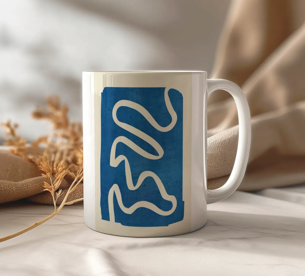 abstract minimal 31 Blue ceramic mug by ThingDesign