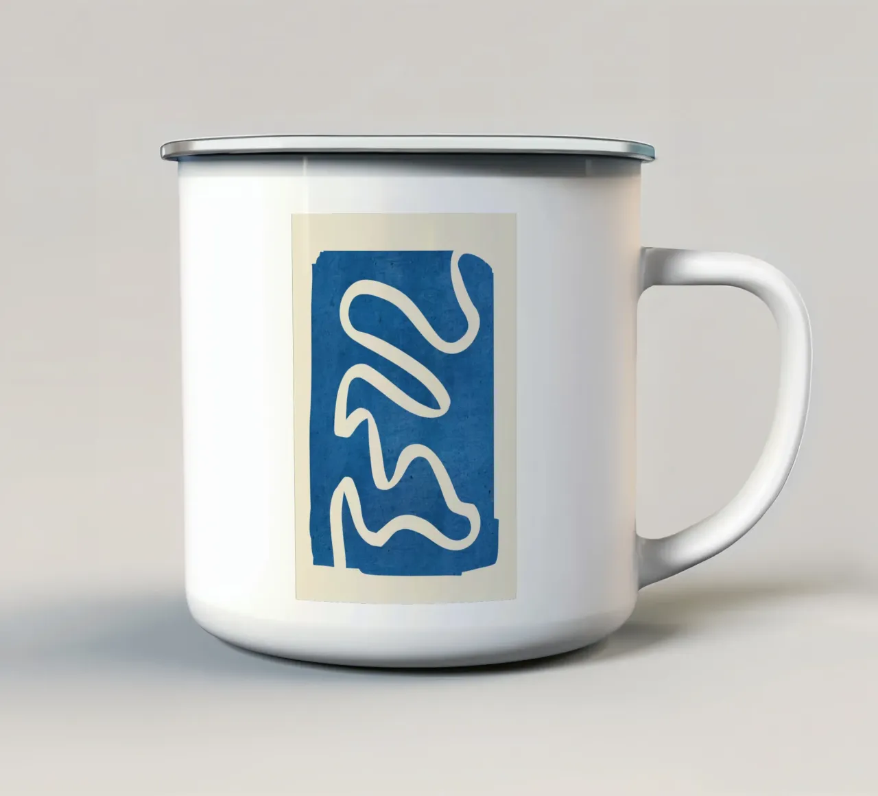 astratto minimale 31 Blu tazza in smalto da ThingDesign