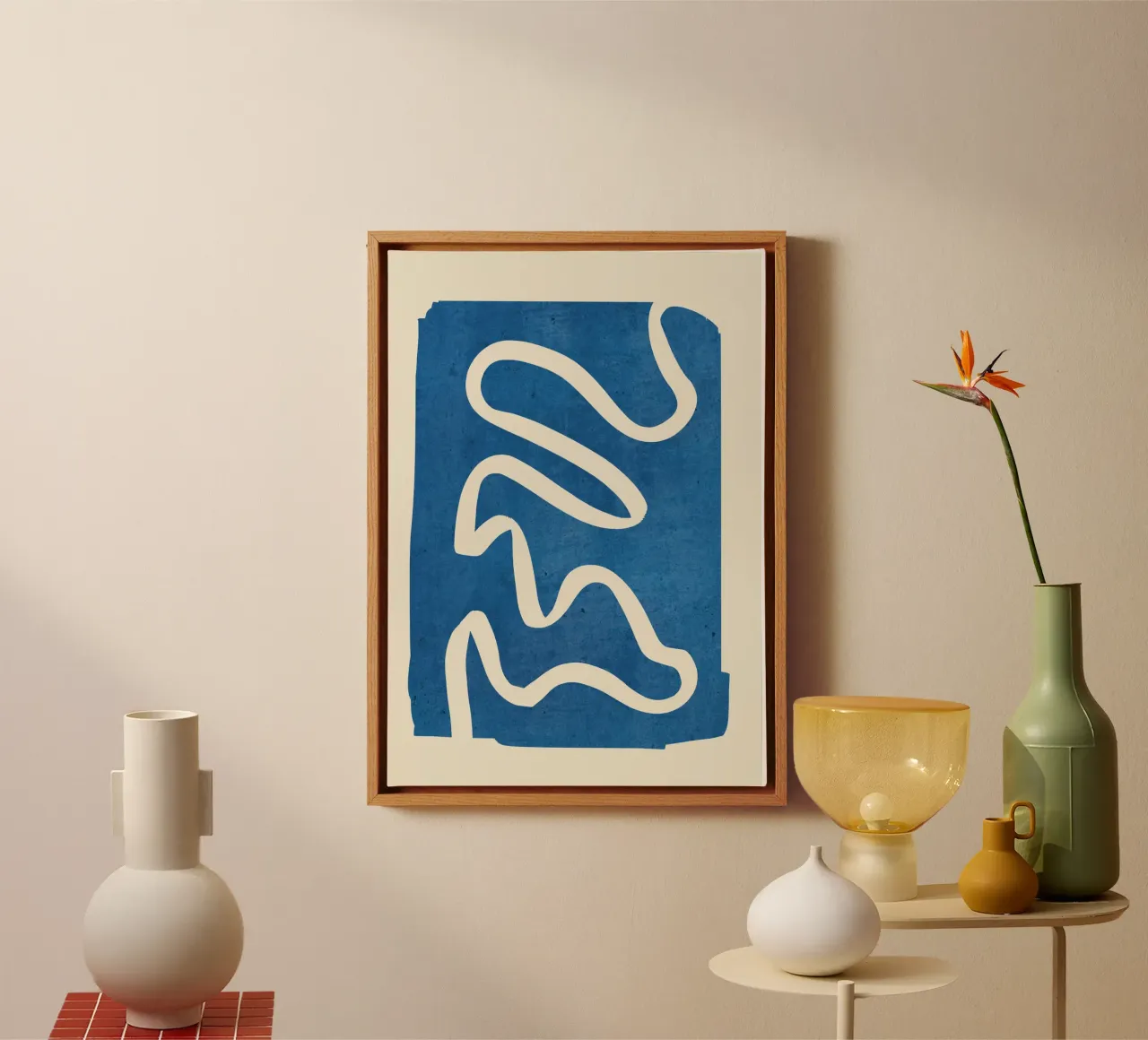 abstract minimaal 31 Blauw canvas van ThingDesign