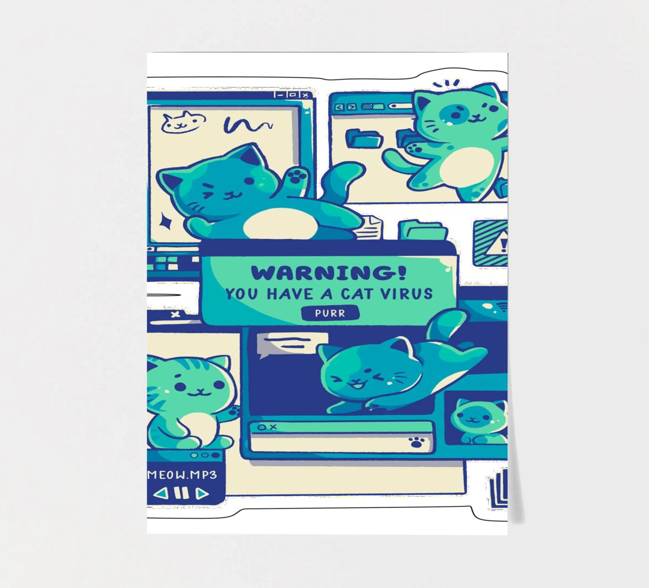 Katze Virus Lustiges Kätzchen Stickerbogen von Tobe Fonseca