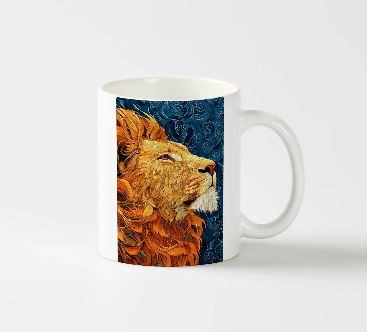 leone ad acquerello tazza in ceramica da Justyna Jaszke JBJart