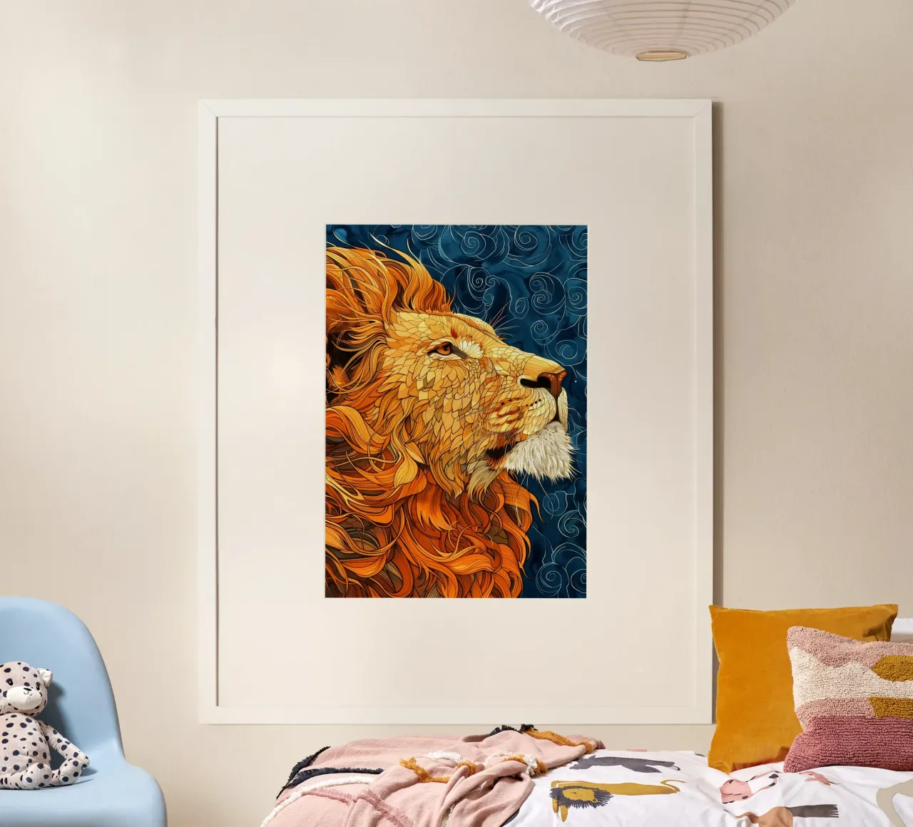 leone ad acquerello poster con telaio in plastica da Justyna Jaszke JBJart