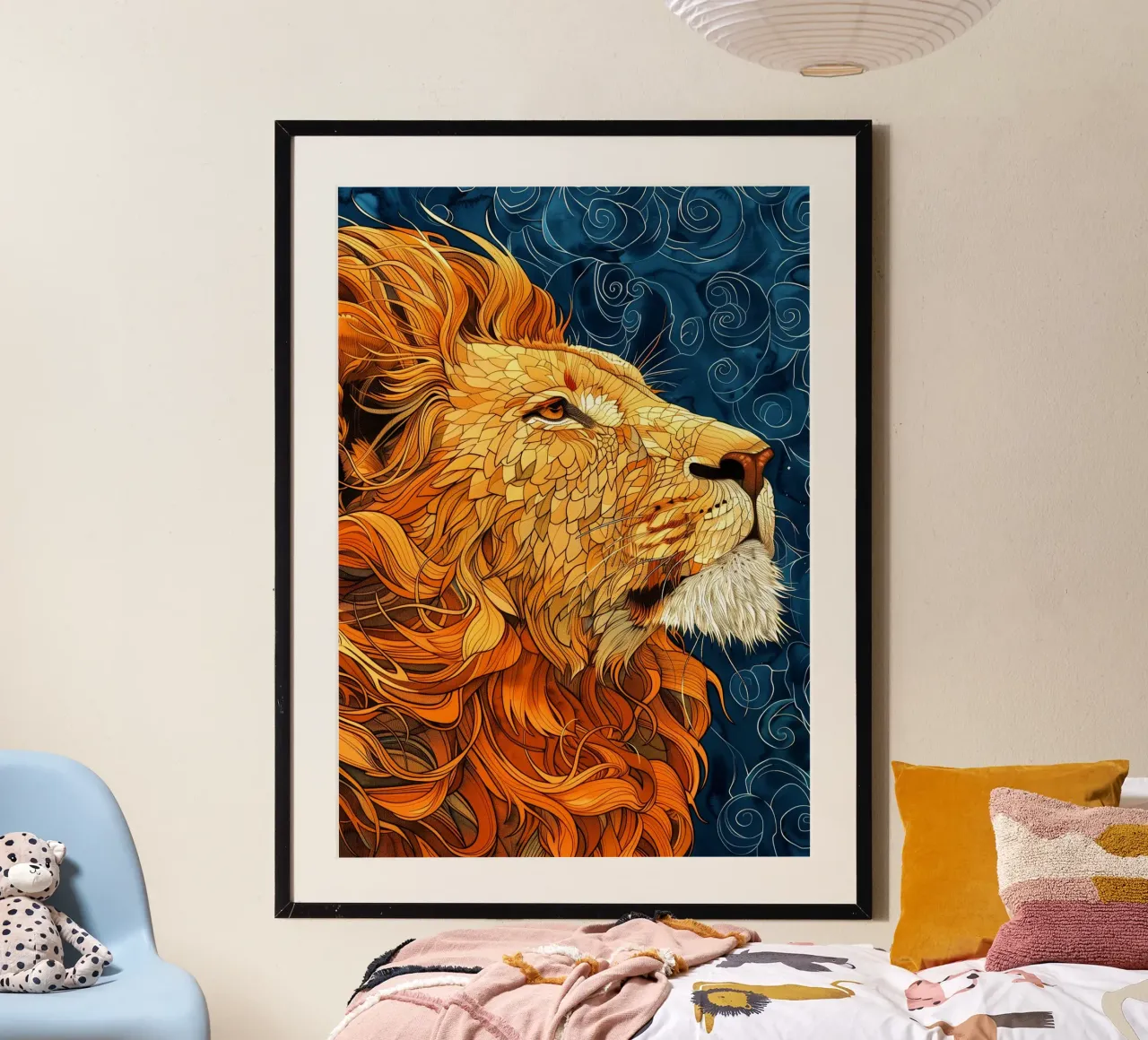 leone ad acquerello poster con telaio in plastica da Justyna Jaszke JBJart