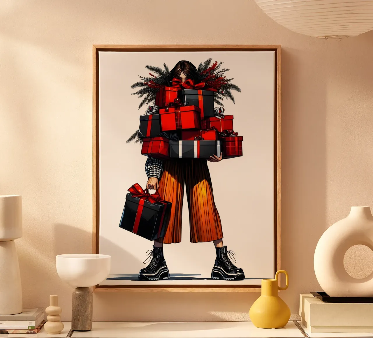 KERSTCADEAUS IN OVERVLOED canvas met Baklijst van ARTOMATIC