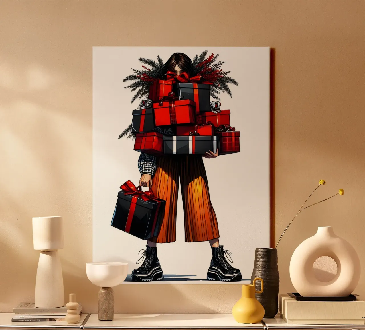 KERSTCADEAUS IN OVERVLOED canvas met Baklijst van ARTOMATIC