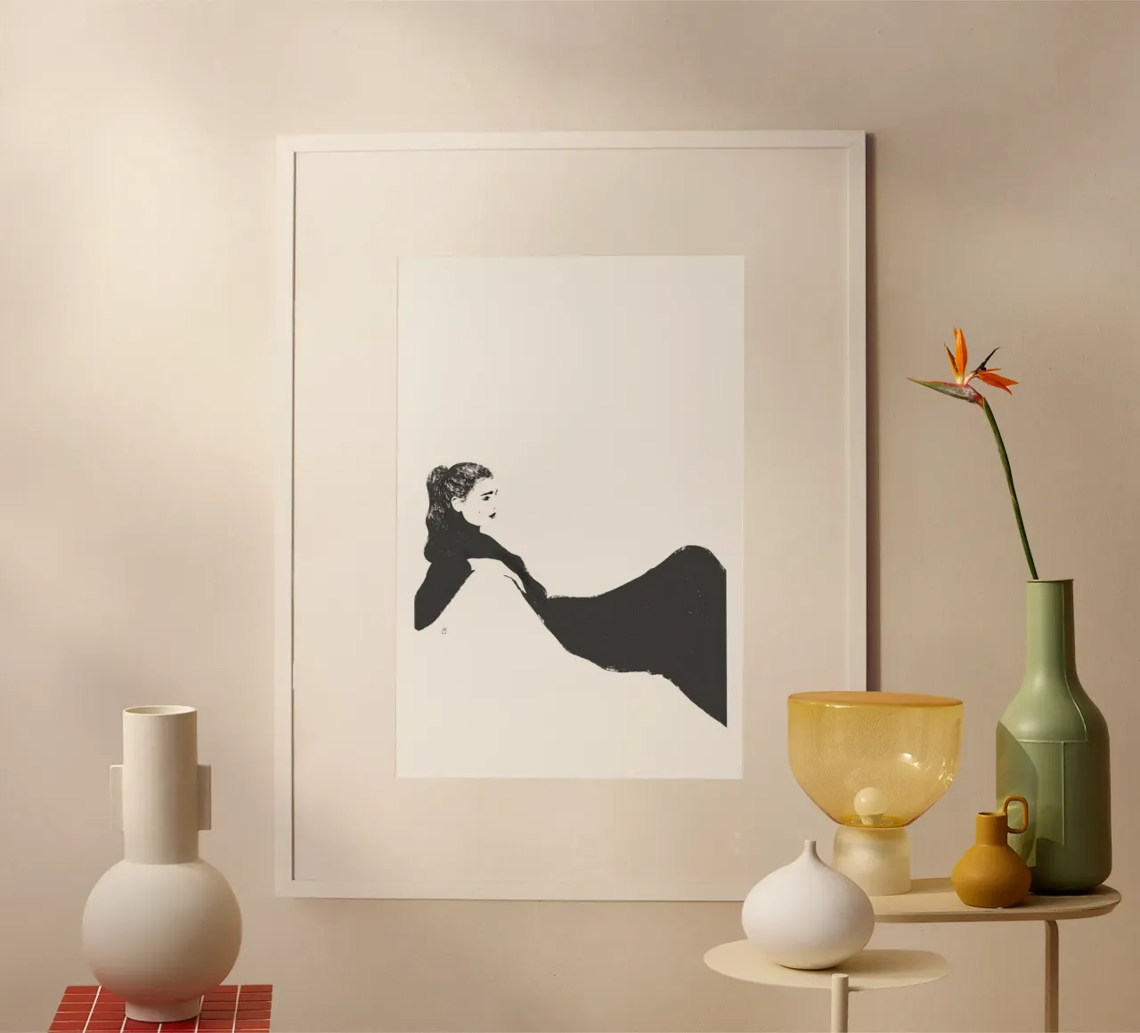 Untitled (Female Figure VIII) poster with aluminum frame by Manuel Rebollo