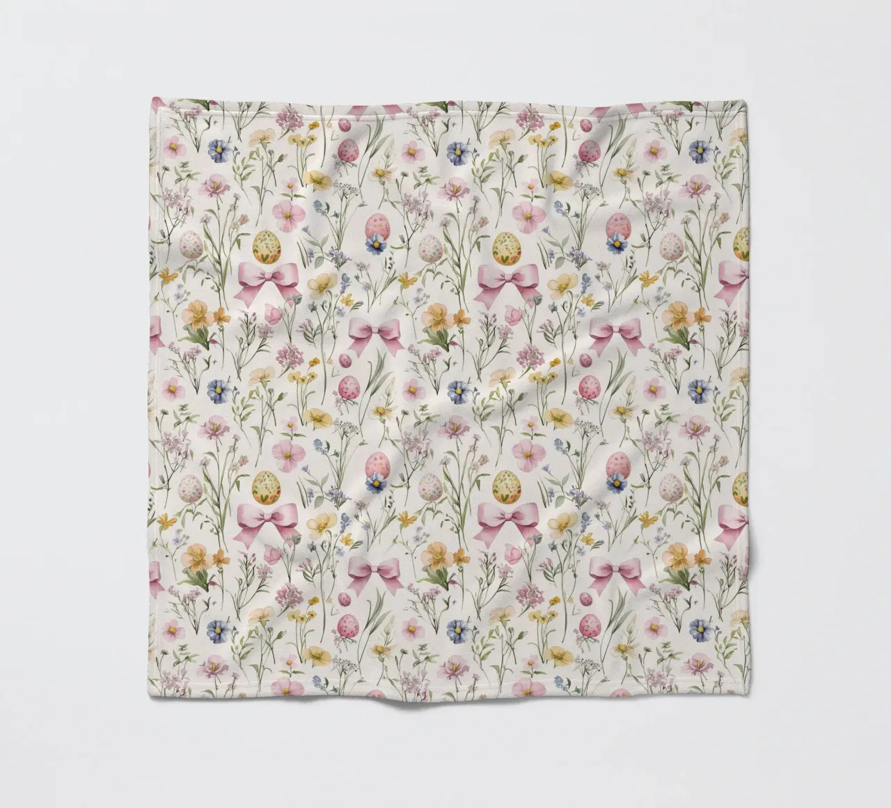 Vintage Botanical Pink Bows Easter Eggs Spring Boho Chic fleece blanket by Gentle Echoes Art