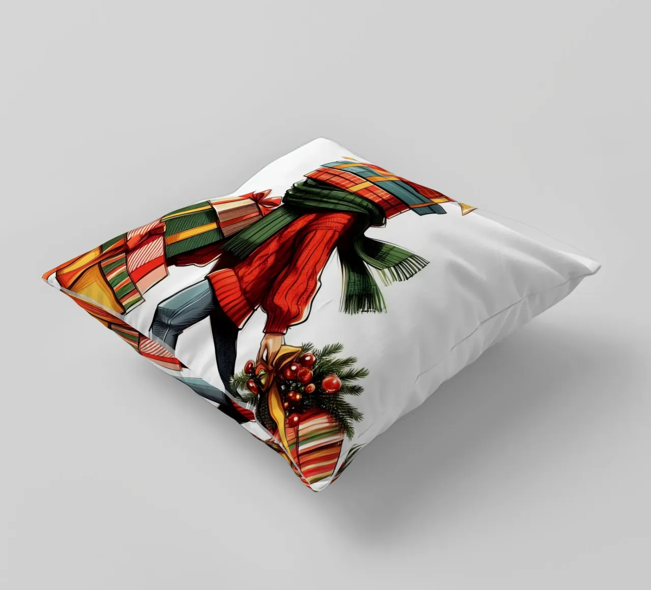 CHRISTMAS GIFT WRAPPED decorative cushion by ARTOMATIC