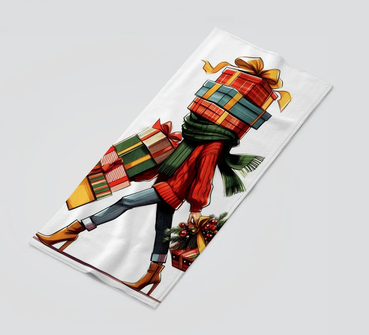 WEIHNACHTSGESCHENK VERPACKT Strandtuch von ARTOMATIC