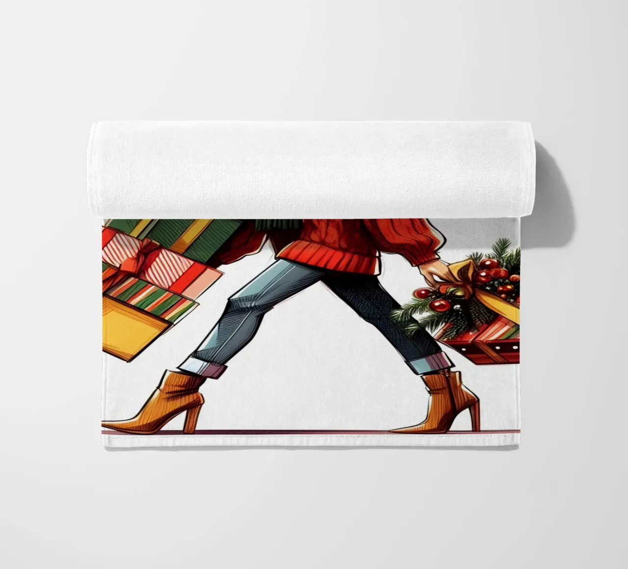 WEIHNACHTSGESCHENK VERPACKT Strandtuch von ARTOMATIC