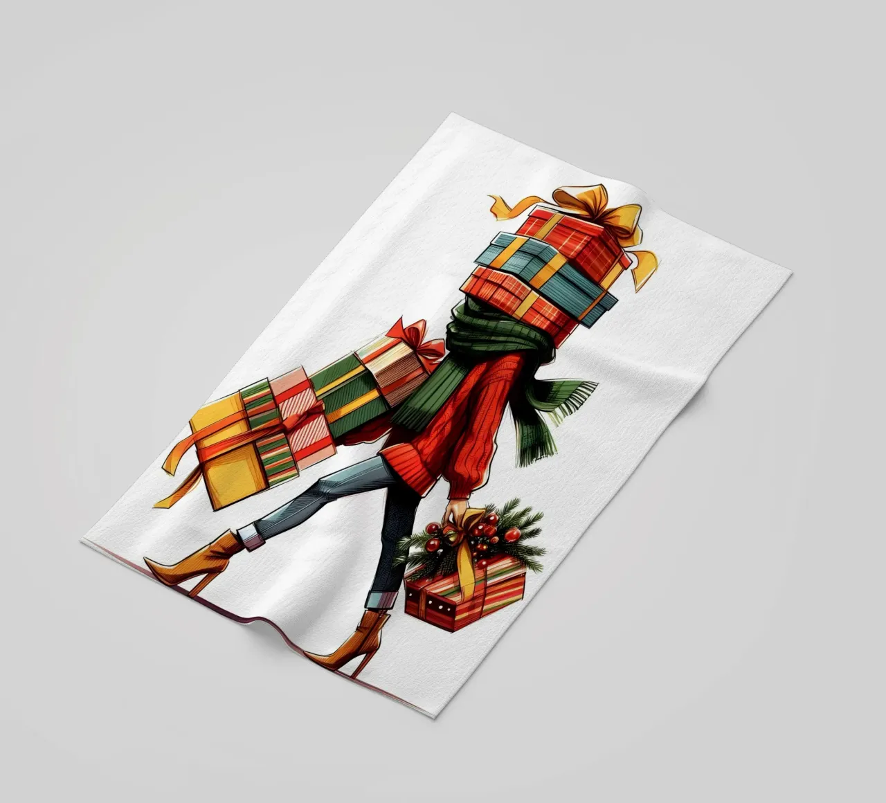 WEIHNACHTSGESCHENK VERPACKT Strandtuch von ARTOMATIC