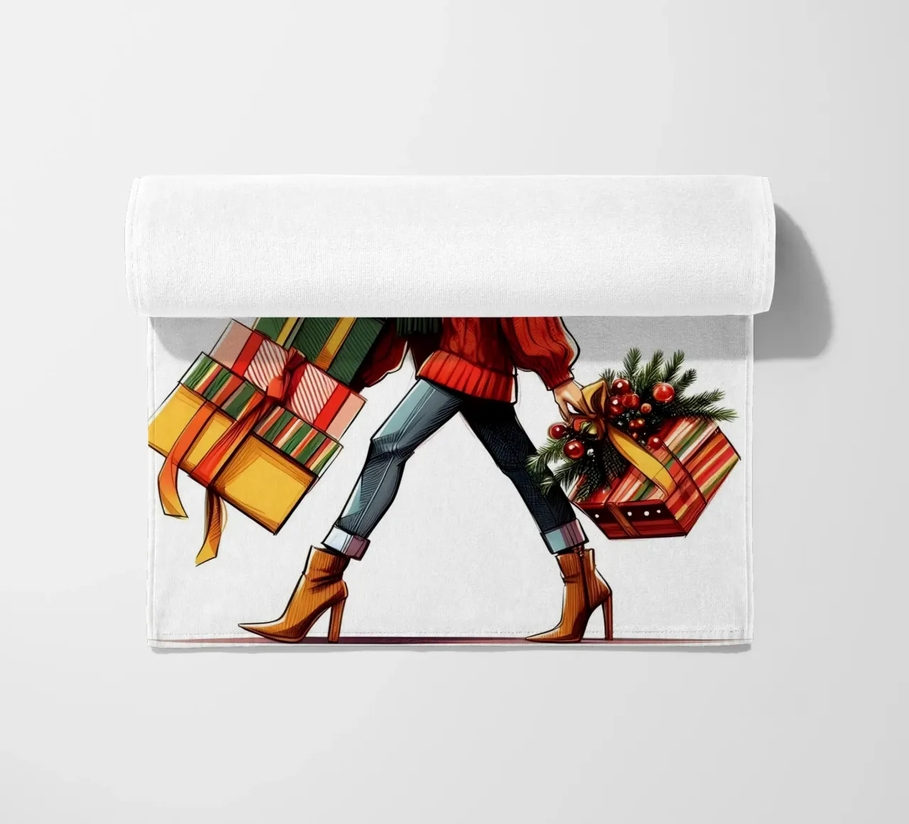 WEIHNACHTSGESCHENK VERPACKT Strandtuch von ARTOMATIC