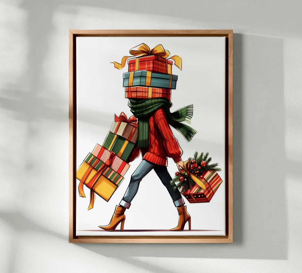 WEIHNACHTSGESCHENK VERPACKT Leinwand von ARTOMATIC