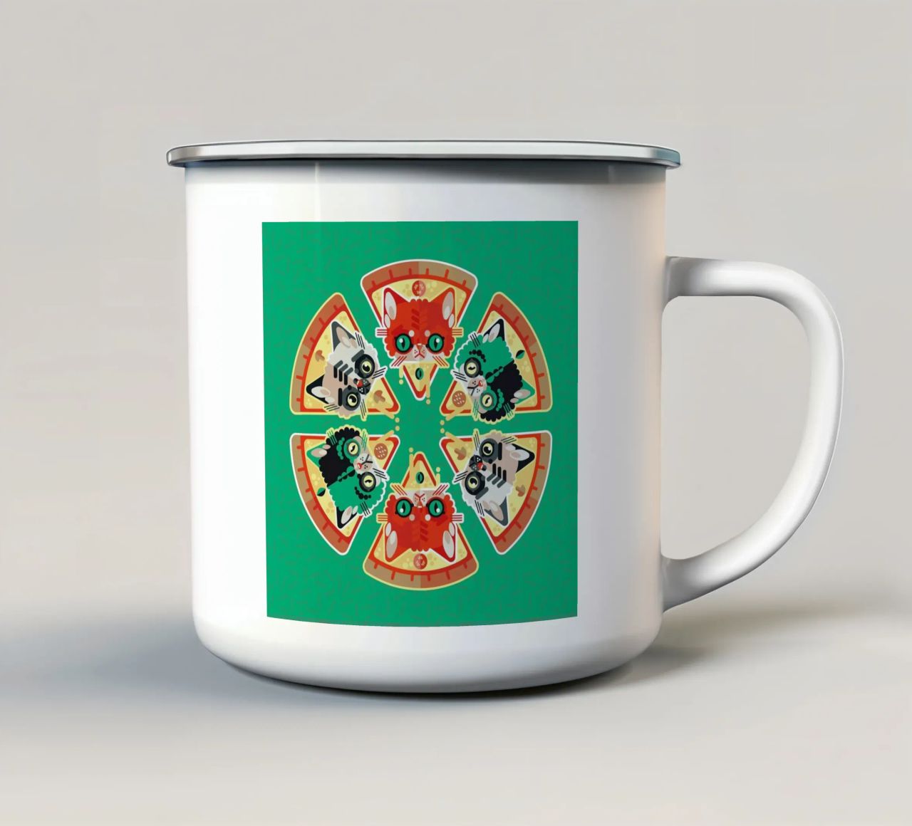 Pizza Slice Cats tazza in smalto da Chobopop