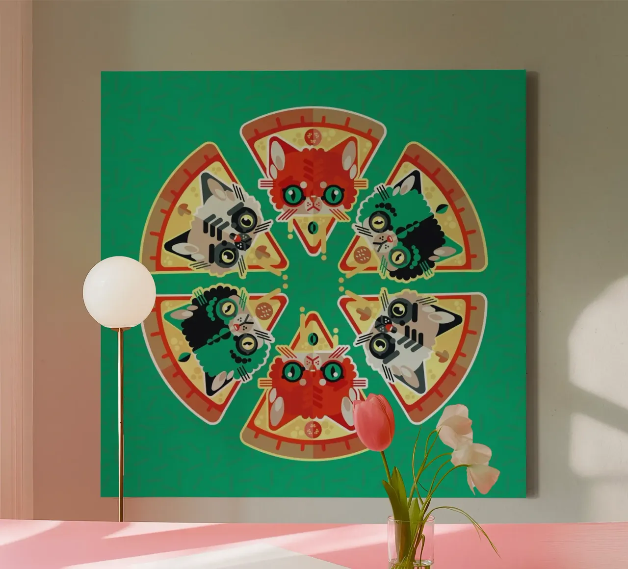 Pizza Slice Cats tela con Cornice a cassetta da Chobopop
