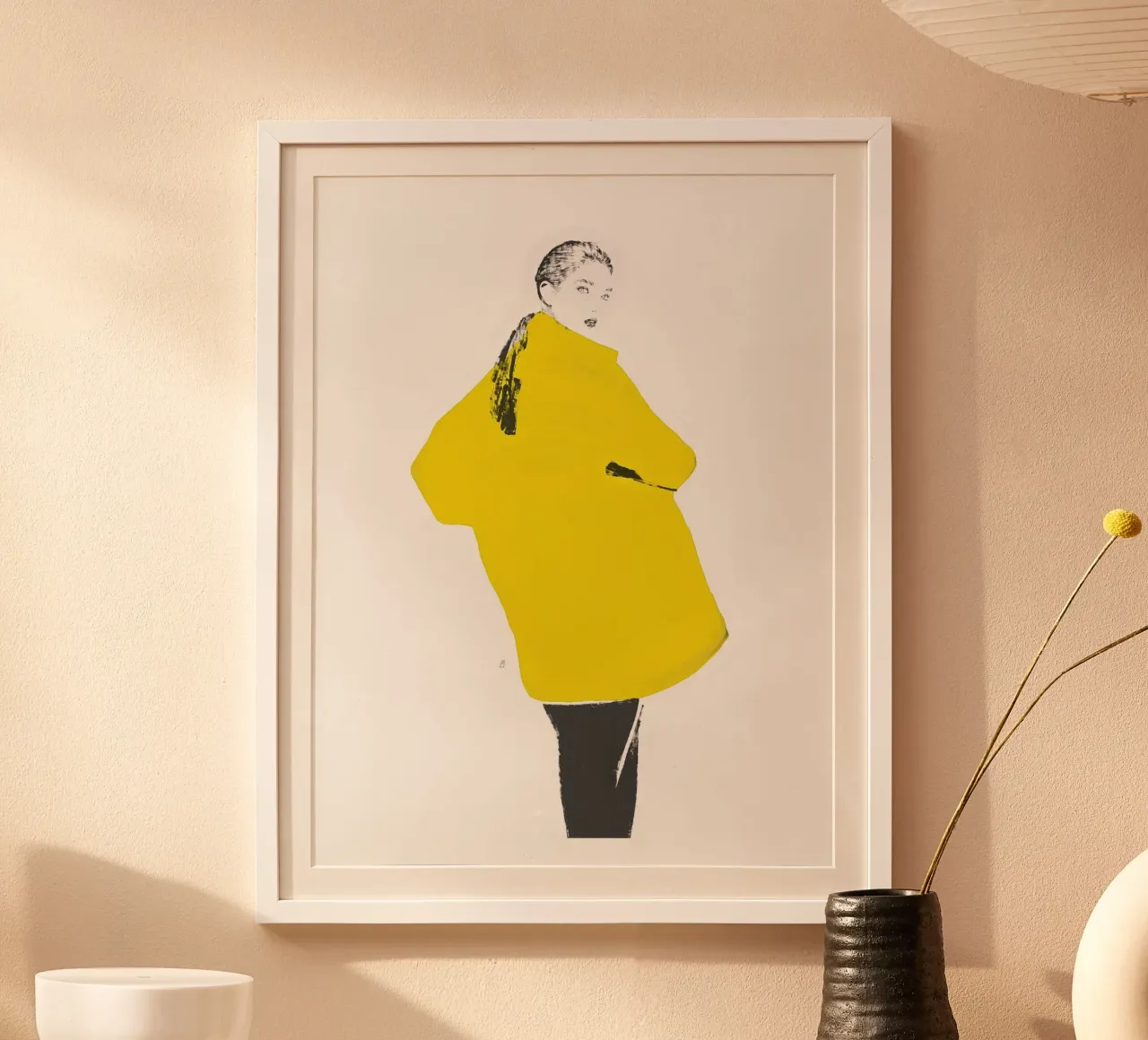 Untitled (Yellow Coat) poster with plastic frame by Manuel Rebollo