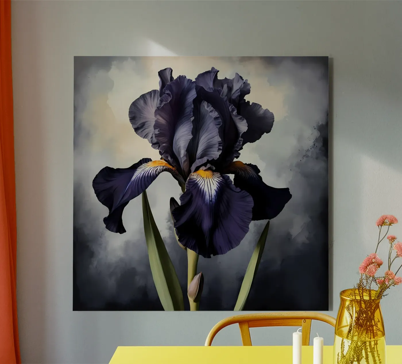 Zwarte Iris aluminium-dibond van Artistic-shop