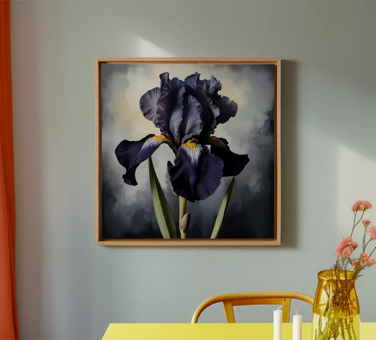 Zwarte Iris canvas met Baklijst van Artistic-shop