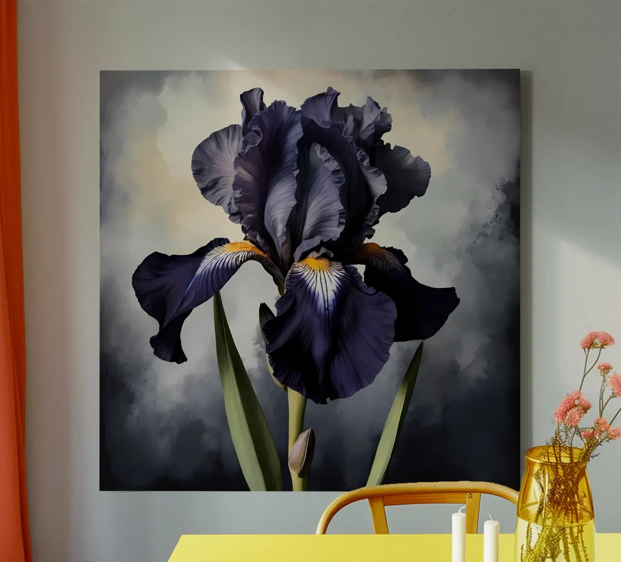 Zwarte Iris canvas met Baklijst van Artistic-shop