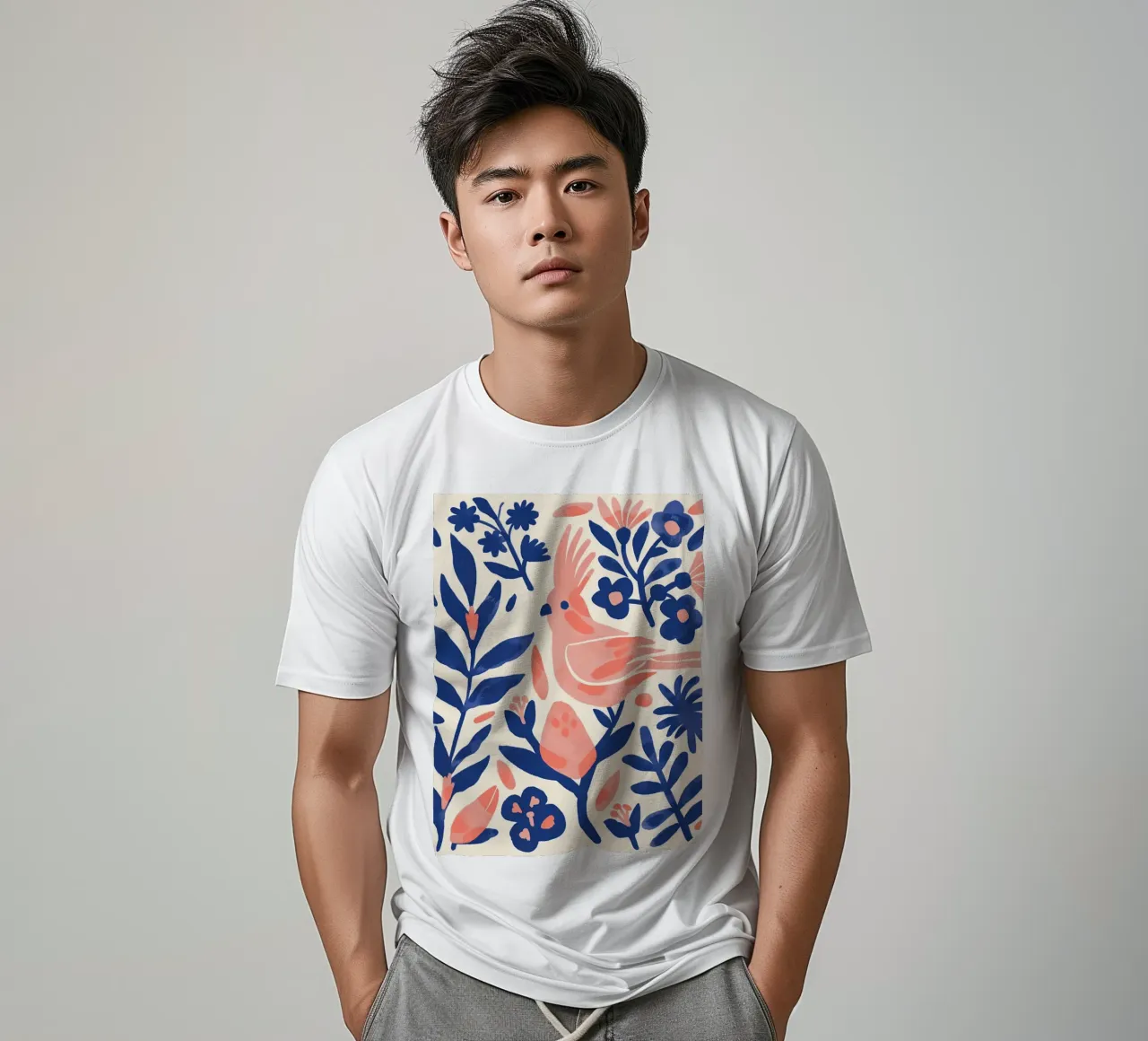 Cacatua rosa Uccello stravagante Pappagallo rosa Piante botaniche t-shirt da Gentle Echoes Art