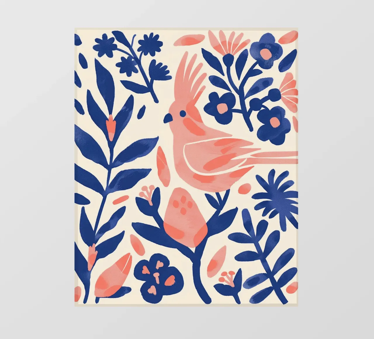 Cacatua rosa Uccello stravagante Pappagallo rosa Piante botaniche pellicola backlit da Gentle Echoes Art