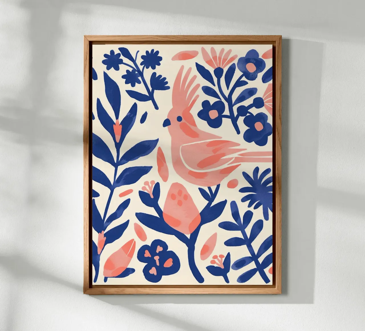 Cacatua rosa Uccello stravagante Pappagallo rosa Piante botaniche alluminio dibond da Gentle Echoes Art