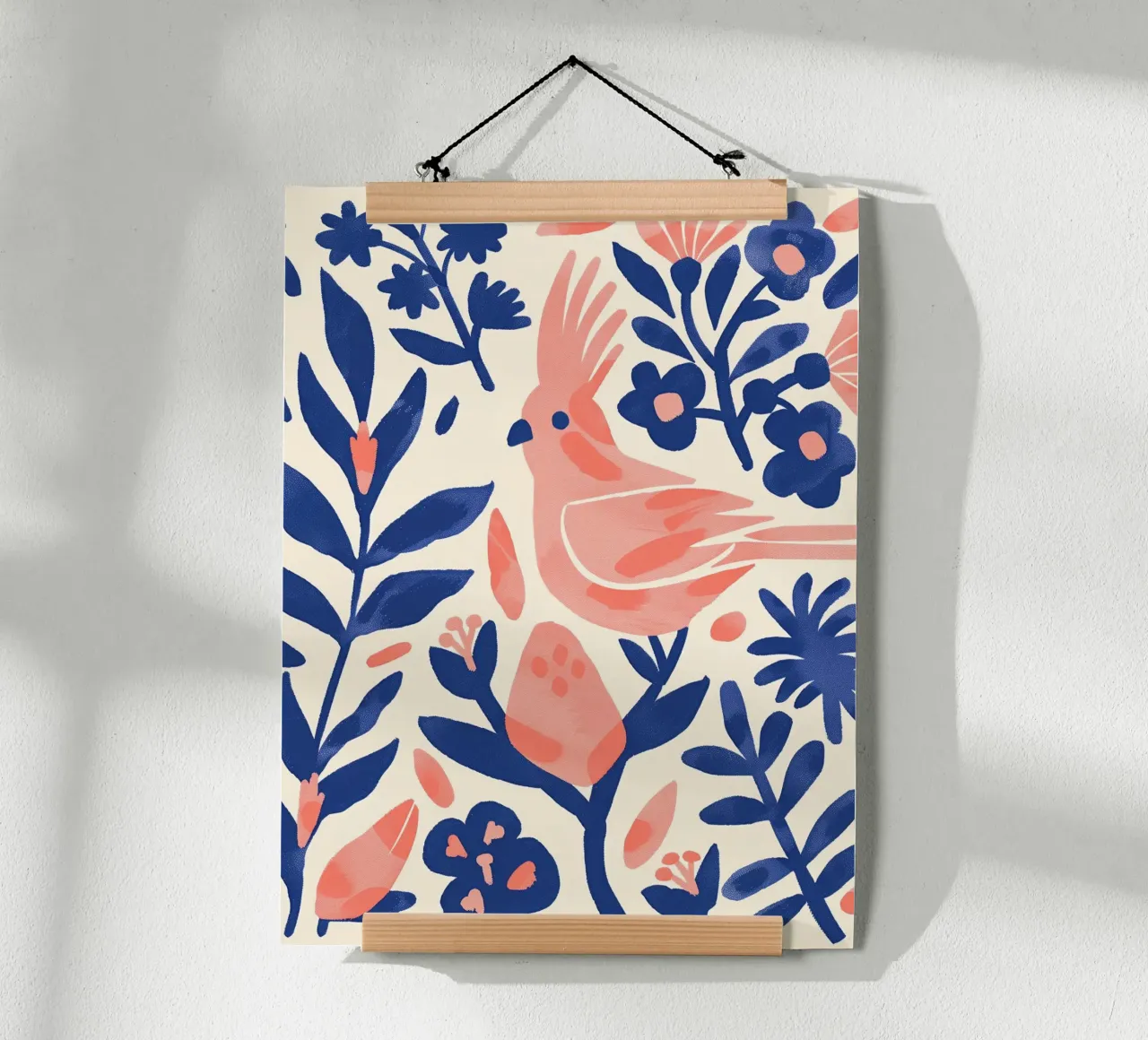 Cacatua rosa Uccello stravagante Pappagallo rosa Piante botaniche carta hahnemühle da Gentle Echoes Art