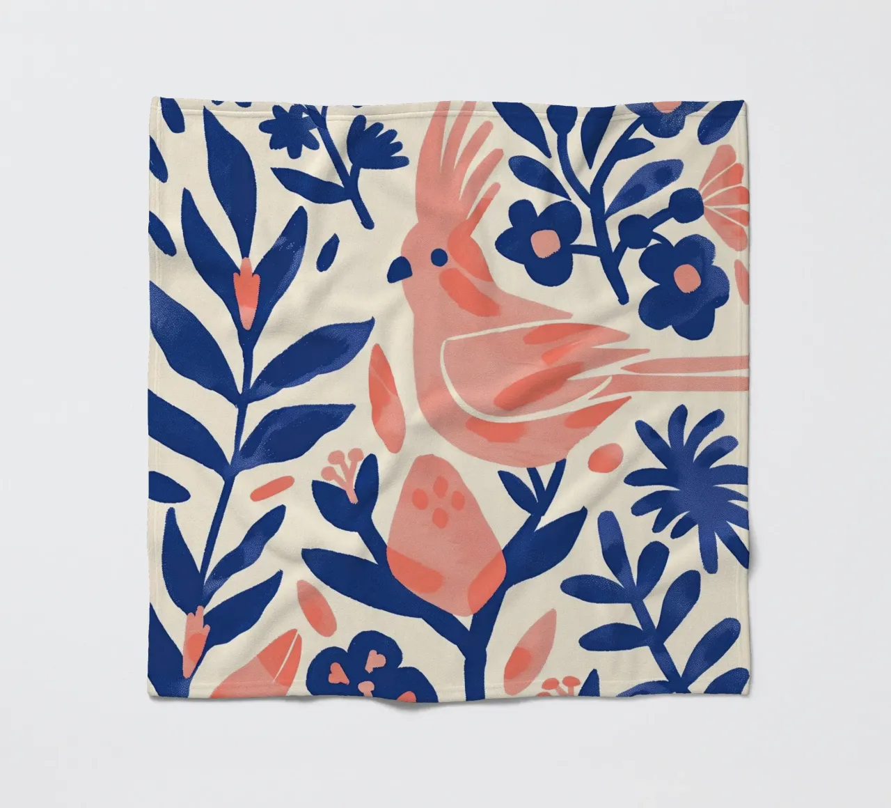 Cacatua rosa Uccello stravagante Pappagallo rosa Piante botaniche coperta in pile da Gentle Echoes Art