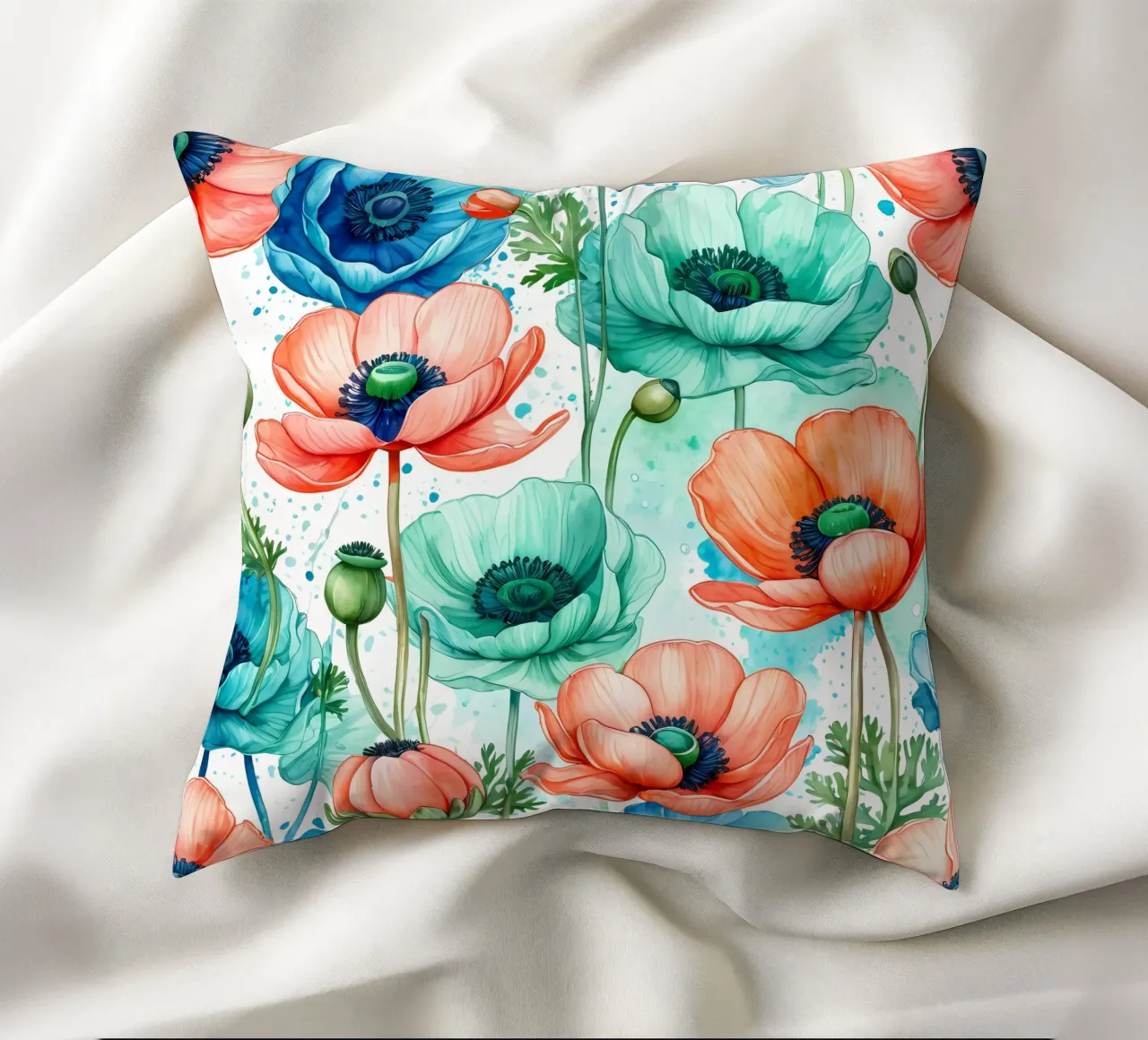 Anemoni ad acquerello cuscino da Artistic-shop