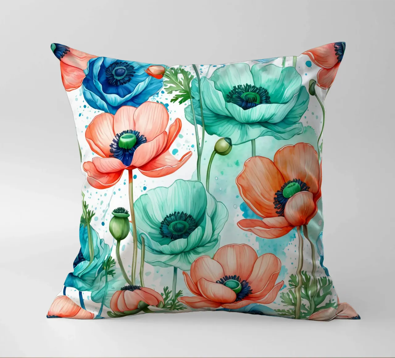 Anemoni ad acquerello cuscino da Artistic-shop