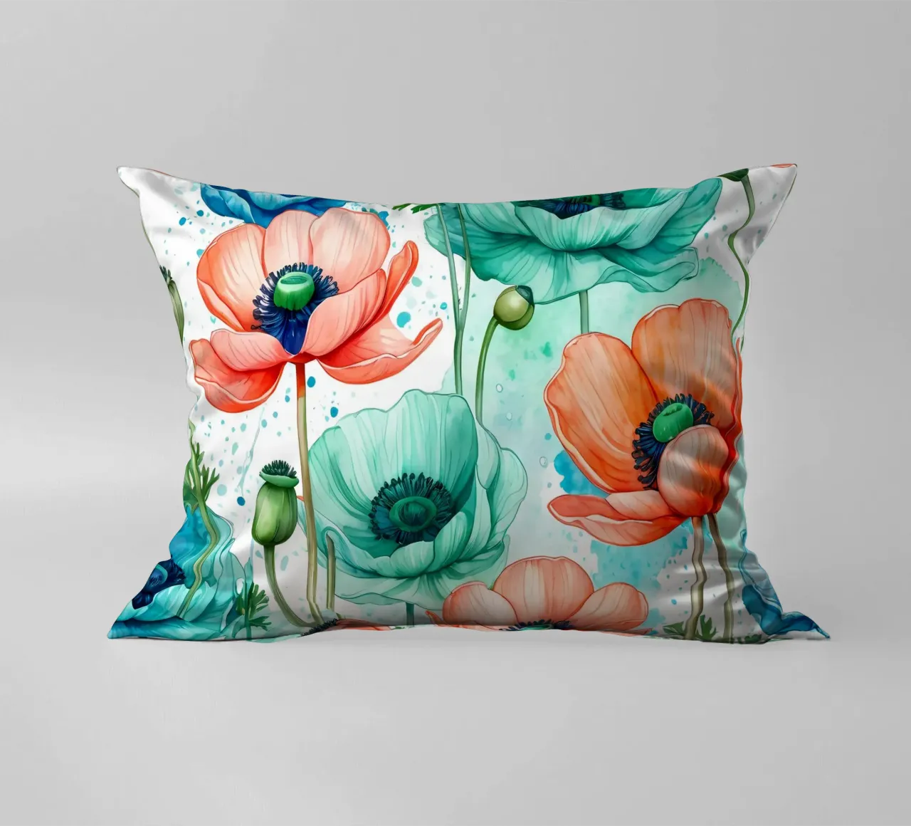 Anemoni ad acquerello cuscino da Artistic-shop