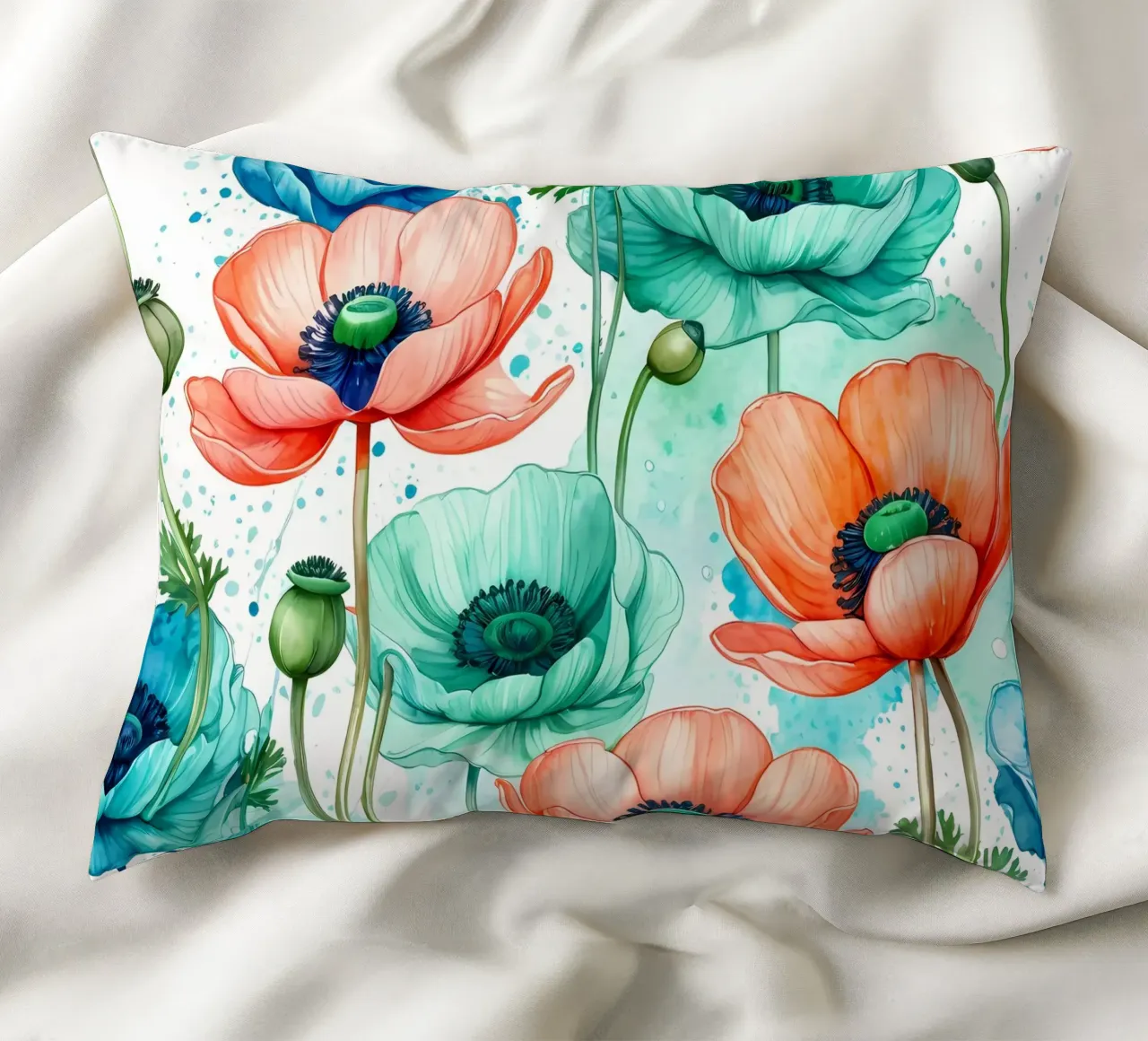 Anemoni ad acquerello cuscino da Artistic-shop