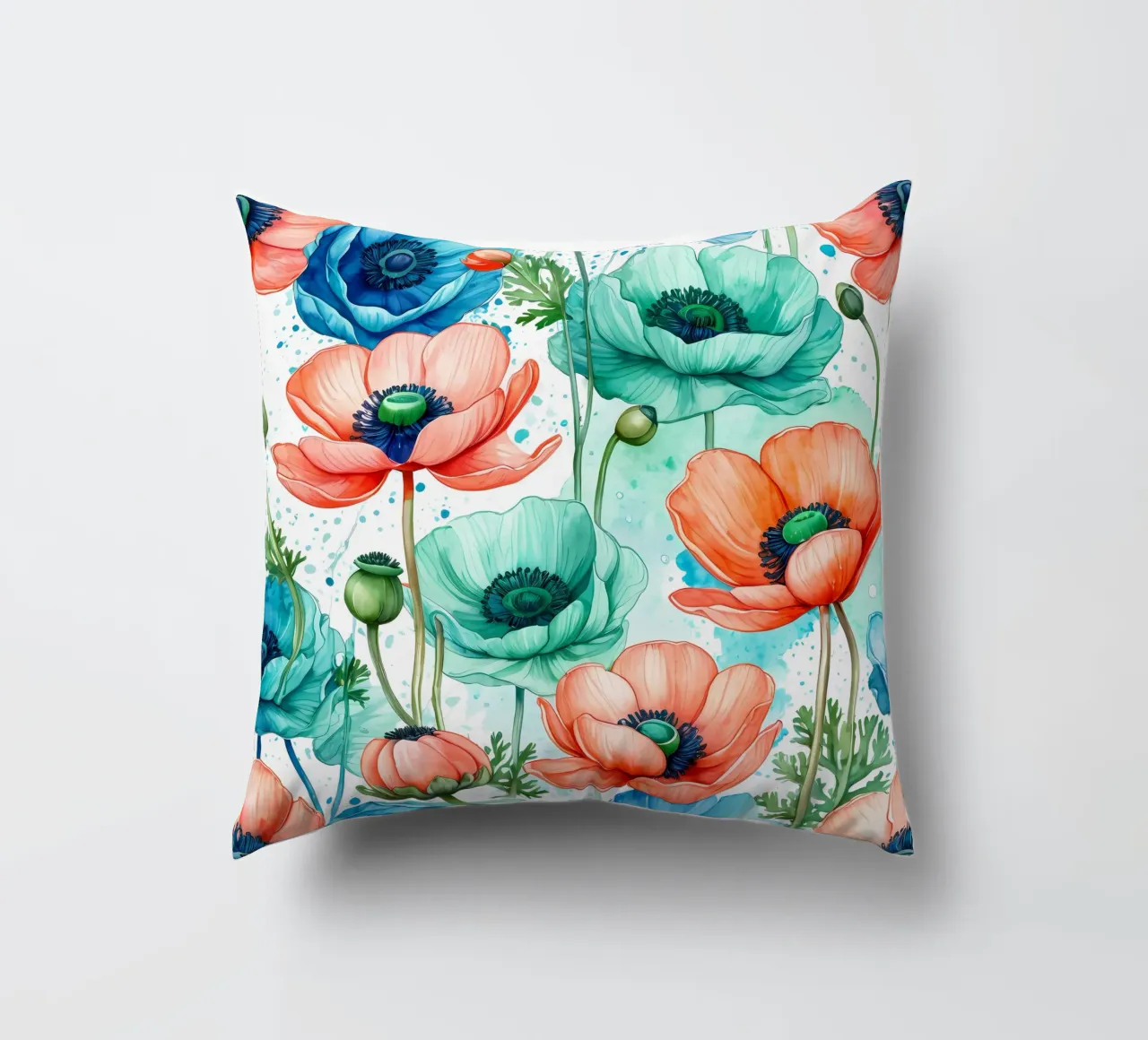 Anemoni ad acquerello cuscino da Artistic-shop
