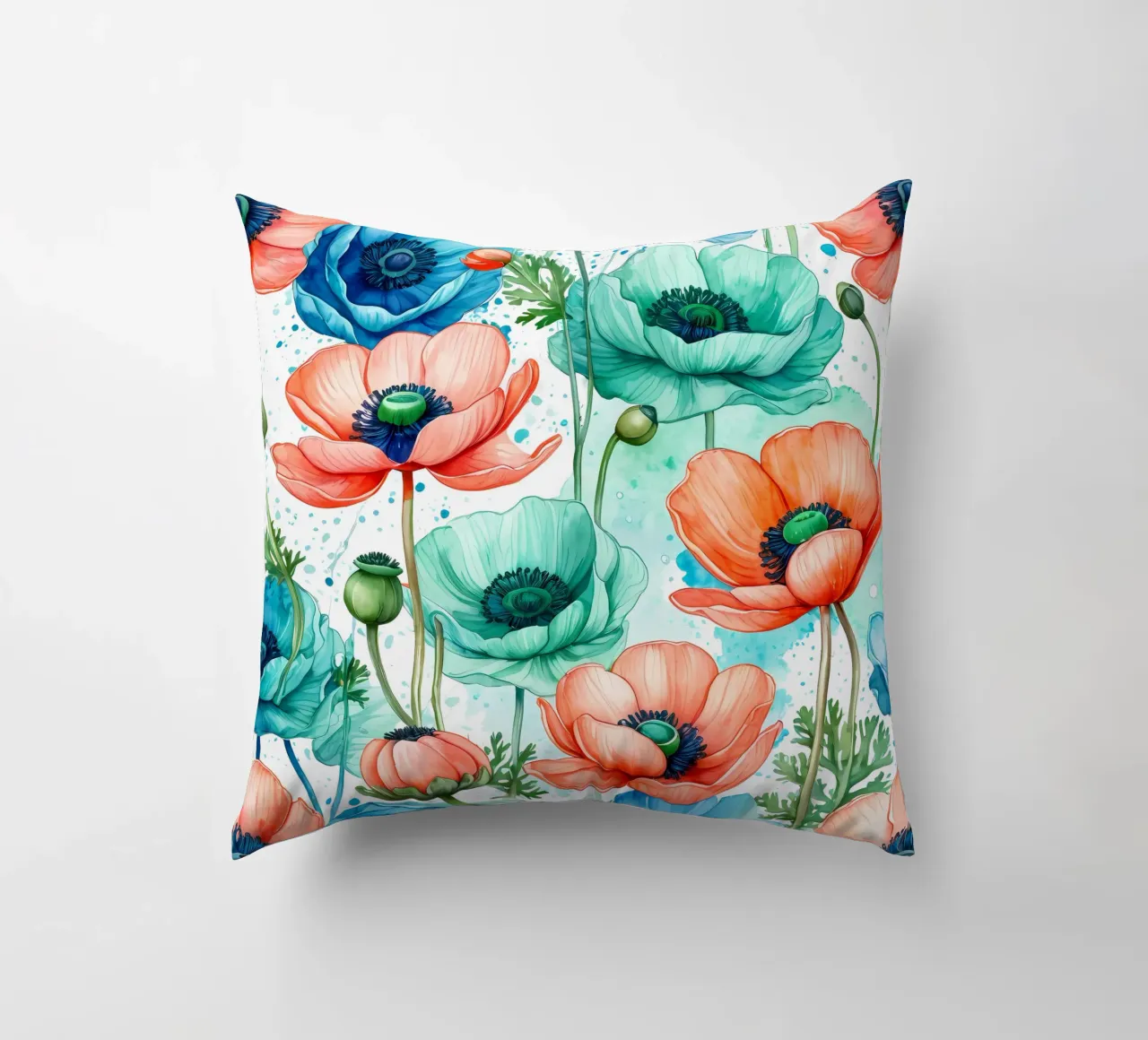 Anemoni ad acquerello cuscino da Artistic-shop