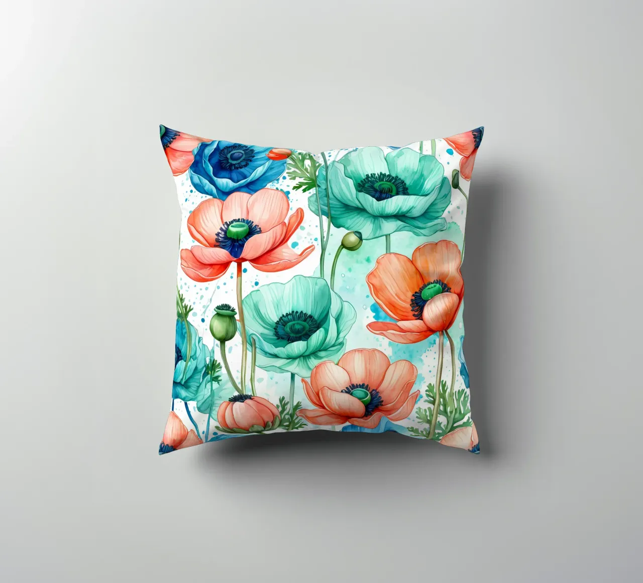 Anemoni ad acquerello cuscino da Artistic-shop