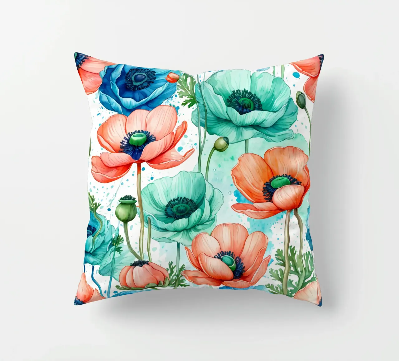 Anemoni ad acquerello cuscino da Artistic-shop