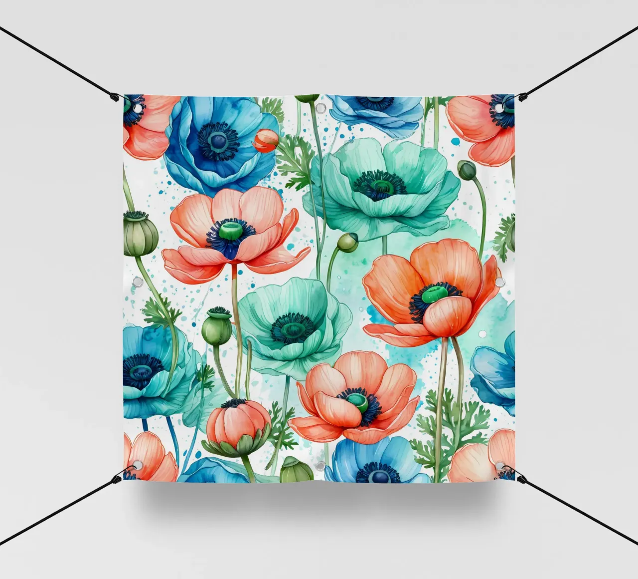 Anemoni ad acquerello telo in pvc da Artistic-shop