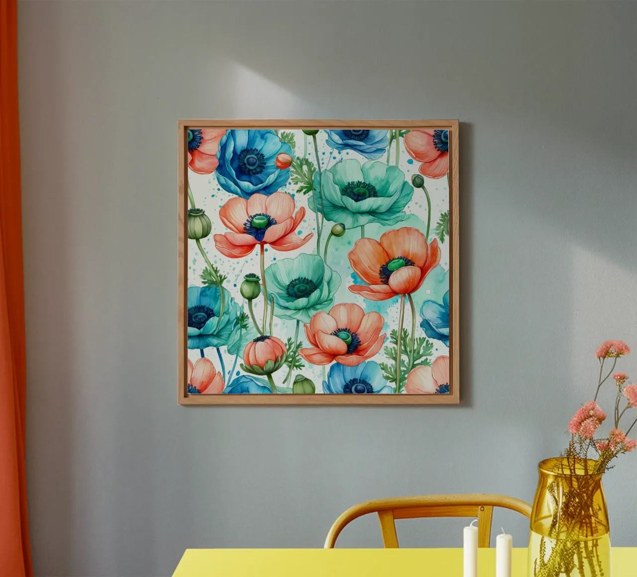 Anemoni ad acquerello alluminio dibond da Artistic-shop