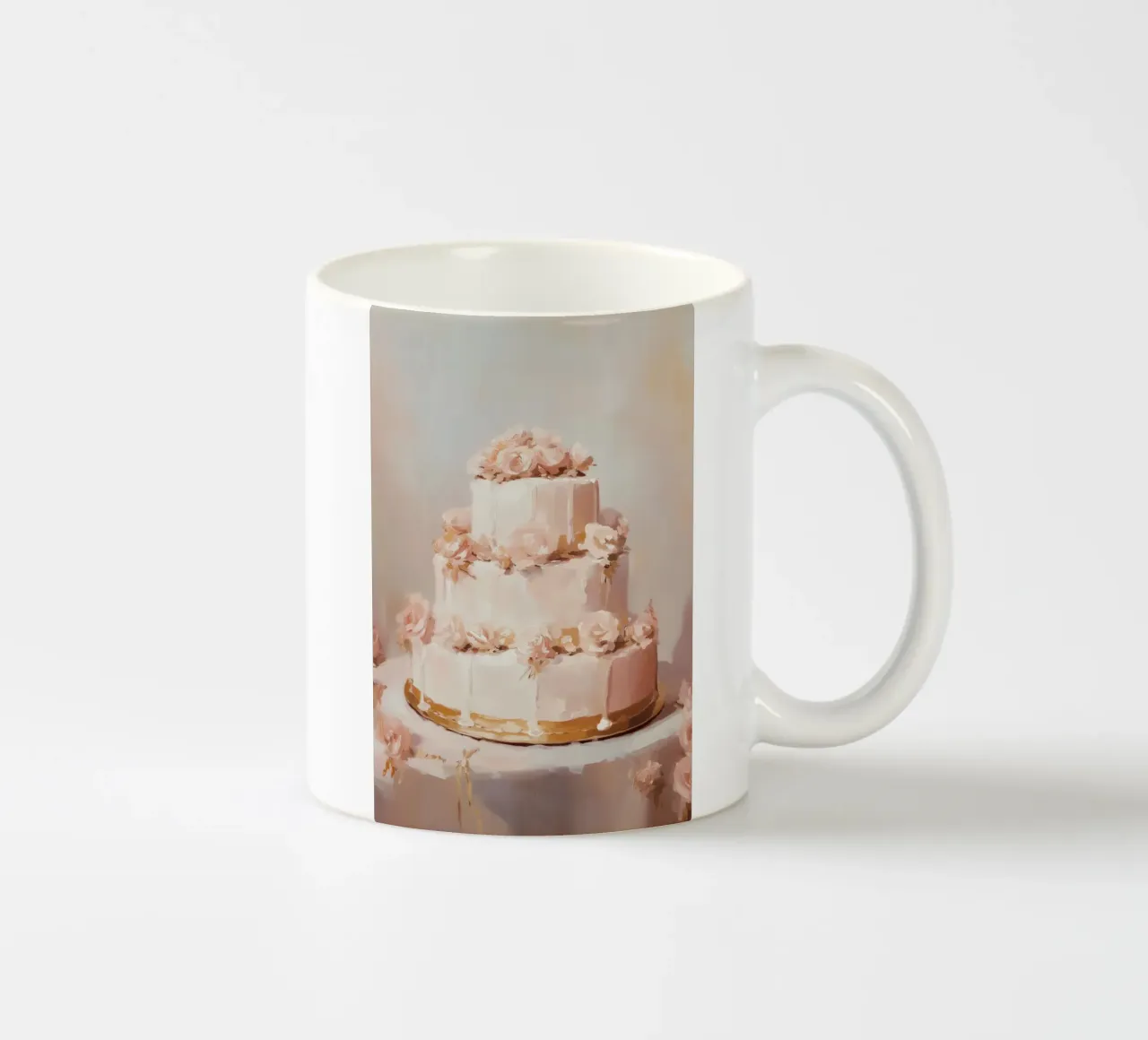 Torta floreale rosa tazza in ceramica da Melloi Art Print