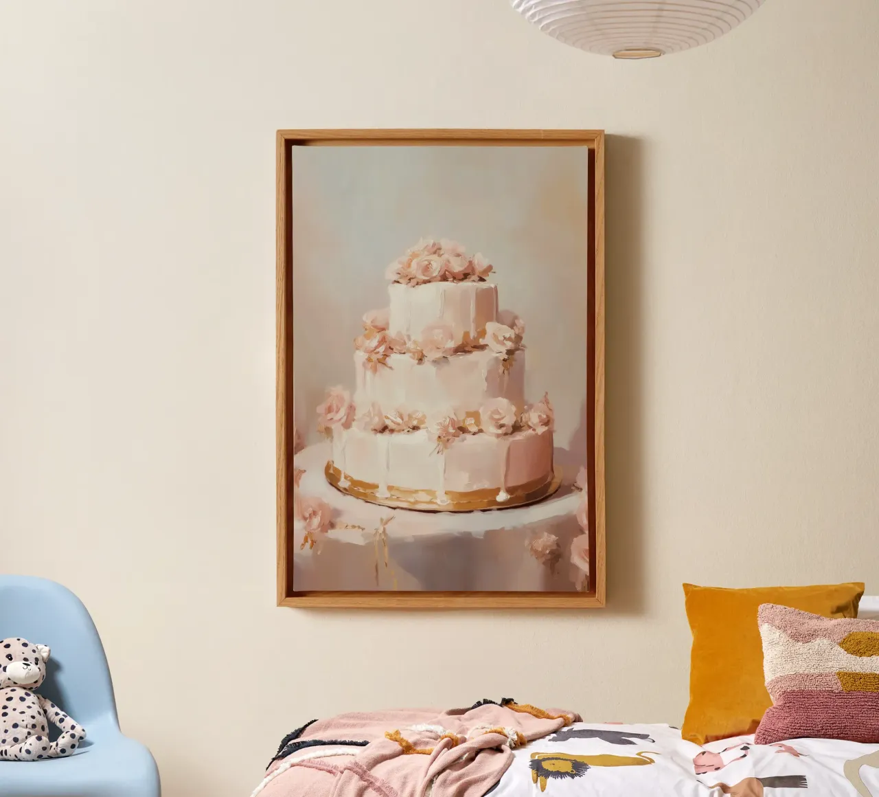 Pink Floral Cake canvas by Melloi Art Print