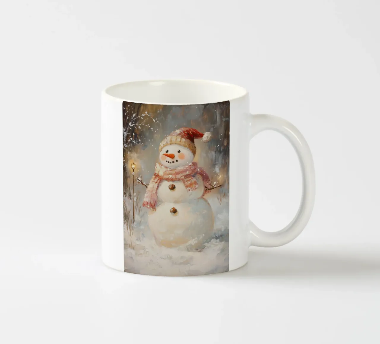 Allegro pupazzo di neve nel paese delle meraviglie invernali tazza in ceramica da Melloi Art Print
