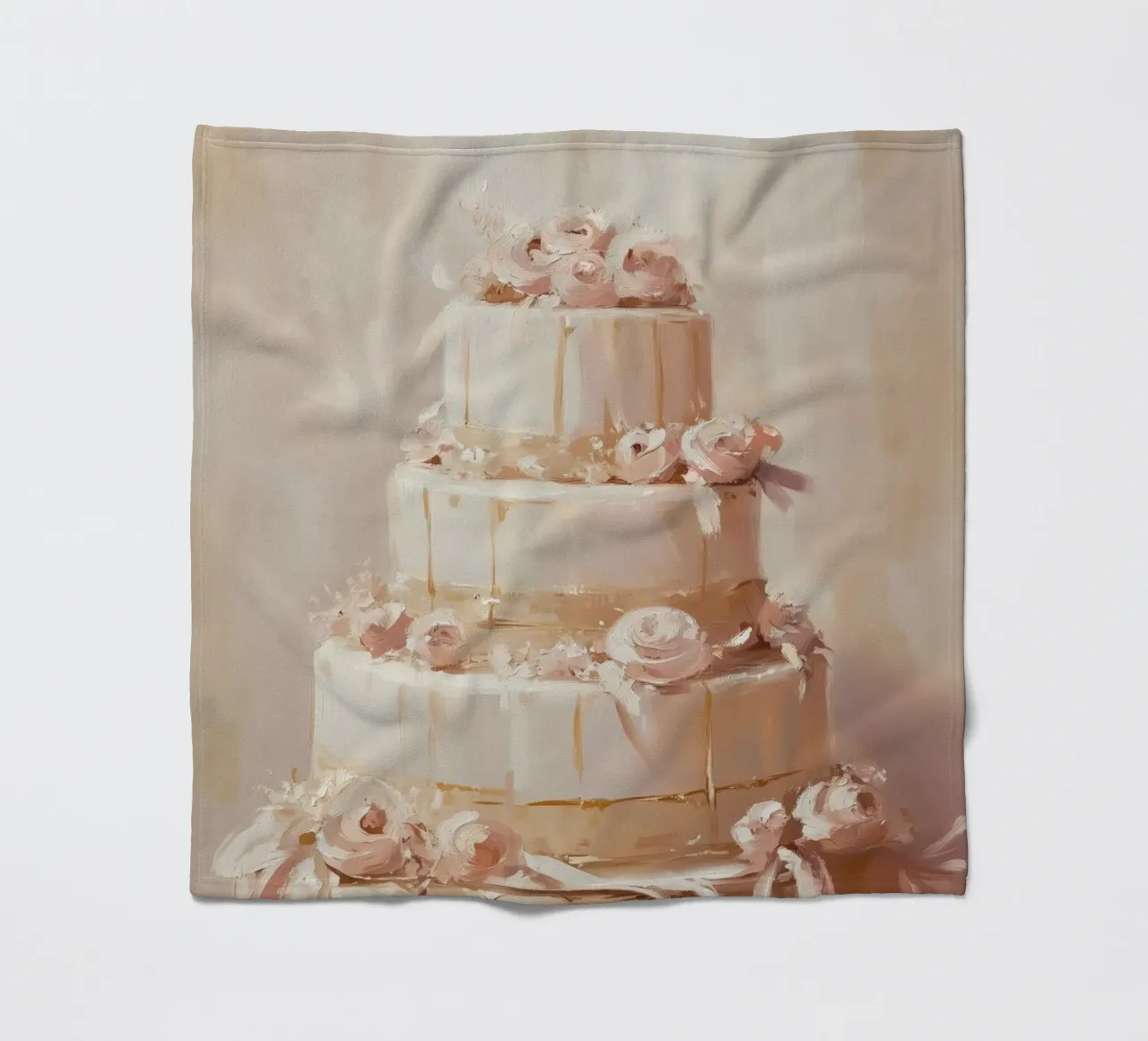 Torta a quattro piani con fiori rosa coperta in pile da Melloi Art Print