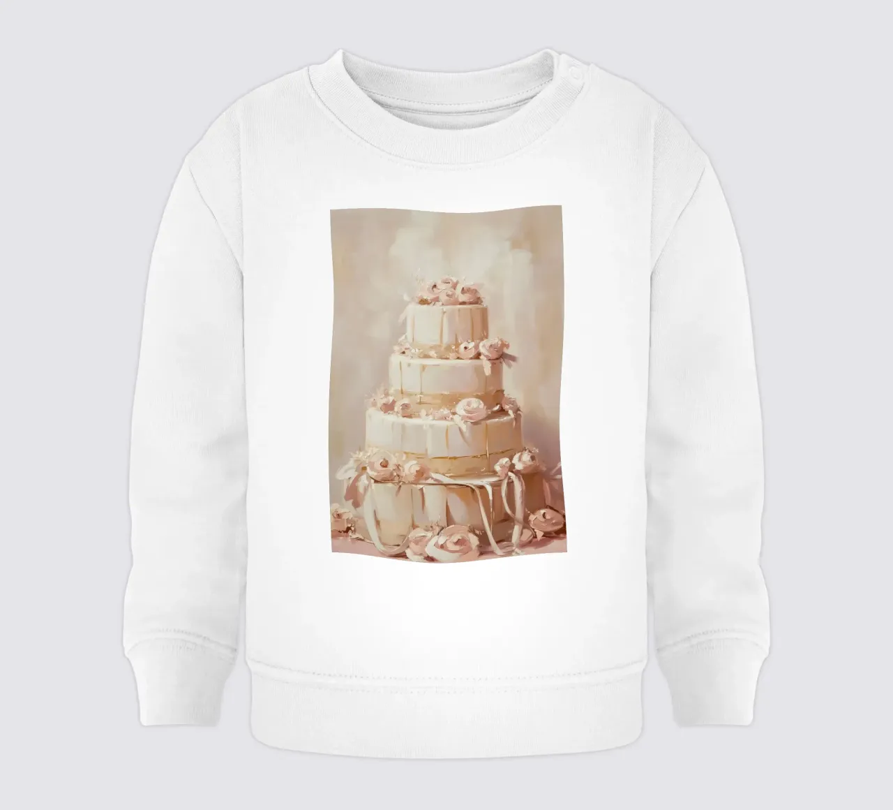 Torta a quattro piani con fiori rosa felpa neonato da Melloi Art Print