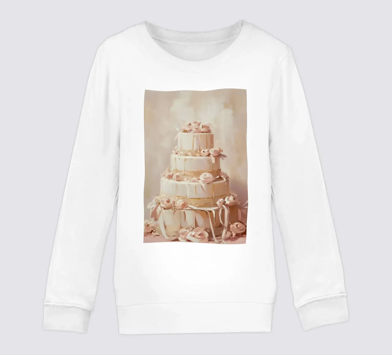 Torta a quattro piani con fiori rosa felpa bambino da Melloi Art Print