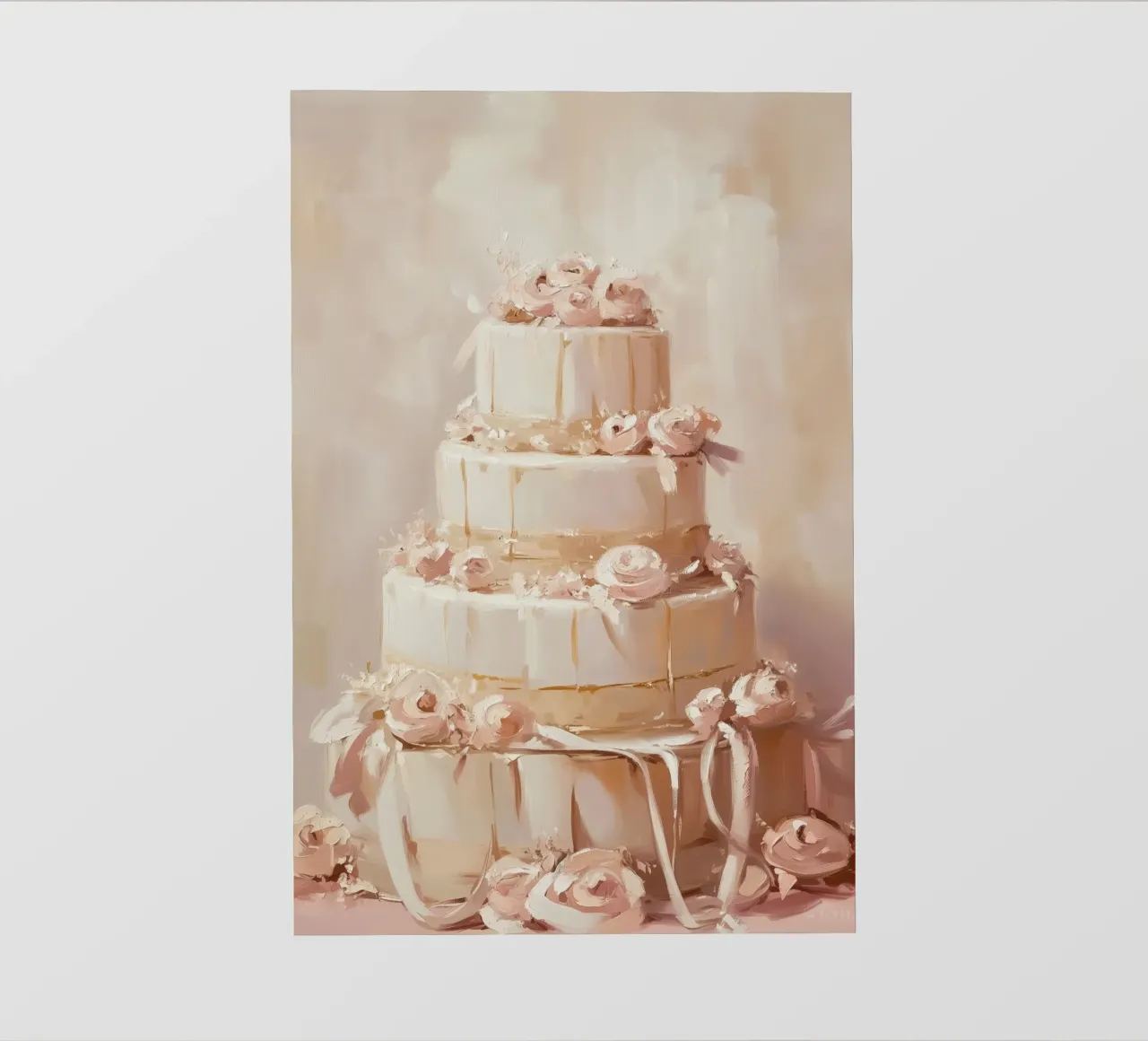 Torta a quattro piani con fiori rosa pellicola backlit da Melloi Art Print